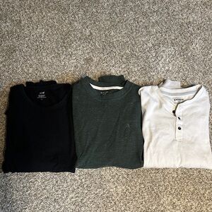 Set of 3 Men’s Large Long Sleeve Shirts - H&M, American Eagle, and Express